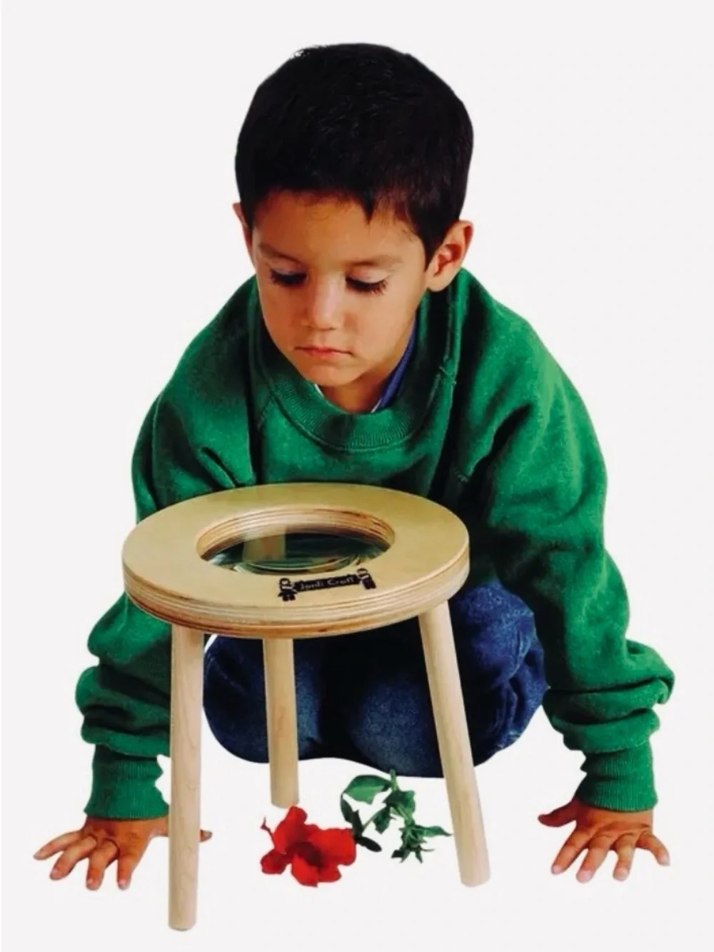 Jonti-Craft 9” Wooden Discovery 3x Magnifier Stool